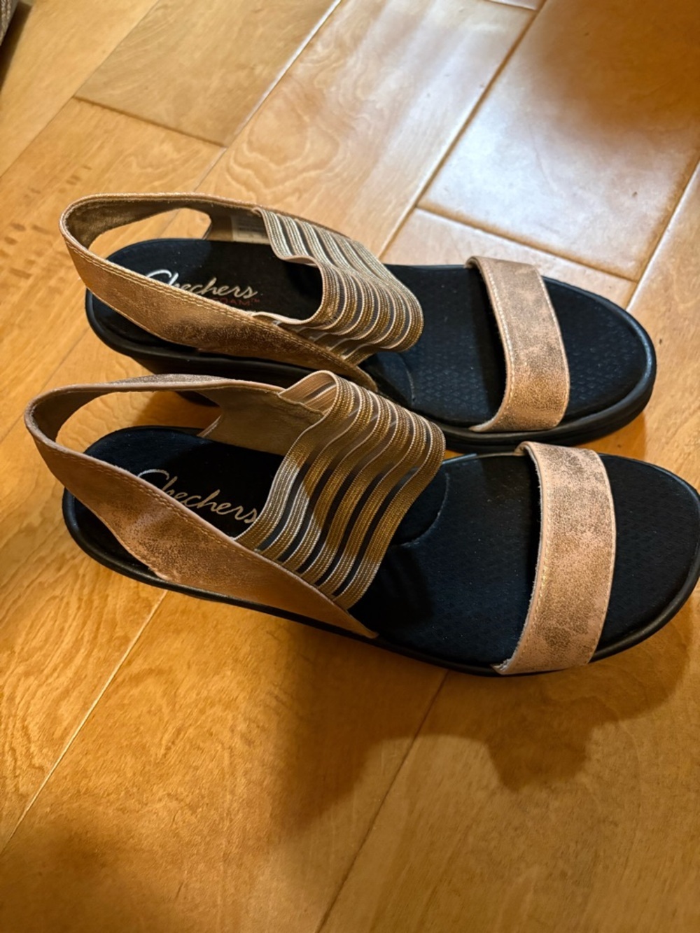 Skechers Cali Rumblers Glam Society wedge sandals rose gold 10 - Picture 2 of 7
